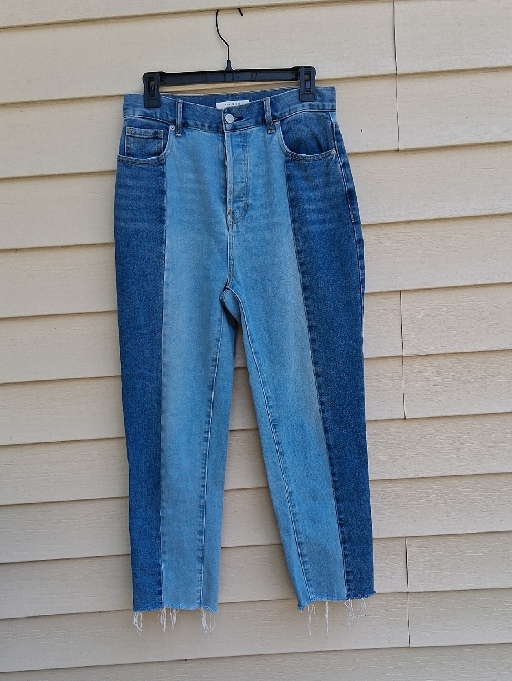 PacSun Two-Tone Straight Leg Jeans in Light Blue and Dark Blue